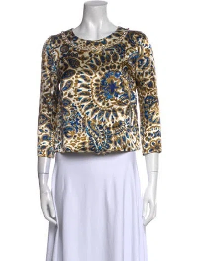 Pre-owned Chloé Printed Scoop Neck Crop Top In Neutral