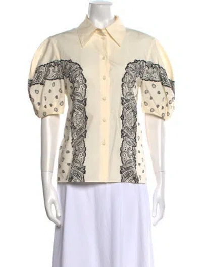 Pre-owned Chloé Printed Short Sleeve Button-up Top In Neutral