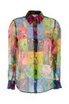 Chloé Silk Blouse With Printed Collar And Cuffs In 9ca