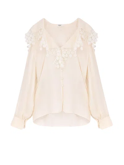 Chloé Printed Silk Shirt In White
