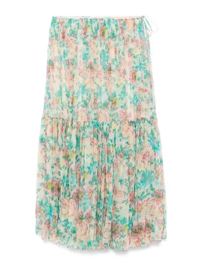 Chloé Printed Silk Skirt In Sand
