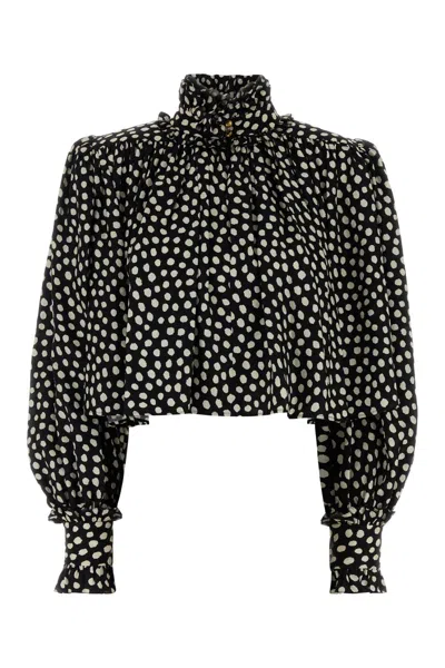 Chloé Printed Silk Top In Black