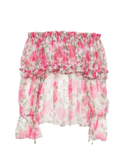 Chloé Printed Silk Top In Pink