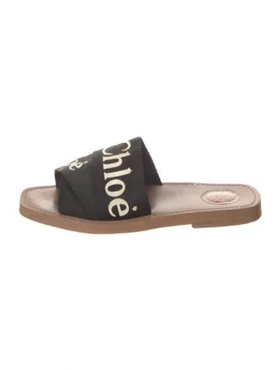 Pre-owned Chloé Printed Slides In Black