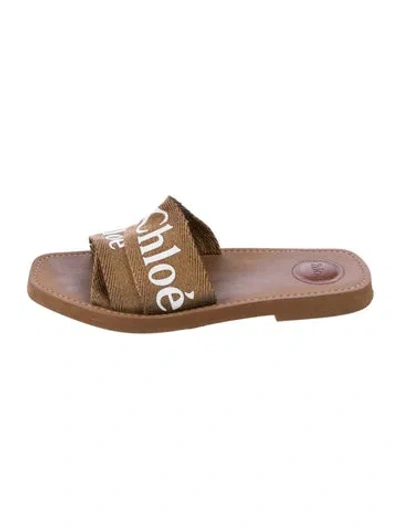 Pre-owned Chloé Printed Slides In Neutral