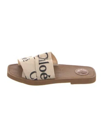 Pre-owned Chloé Printed Slides In White