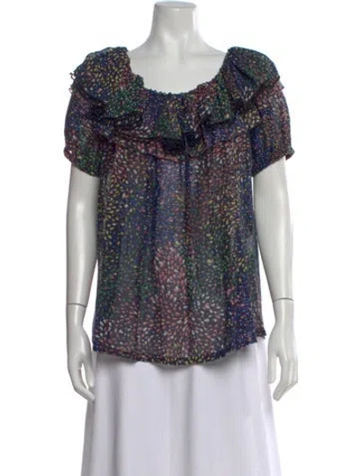 Pre-owned Chloé Printed Square Neckline Blouse In Black