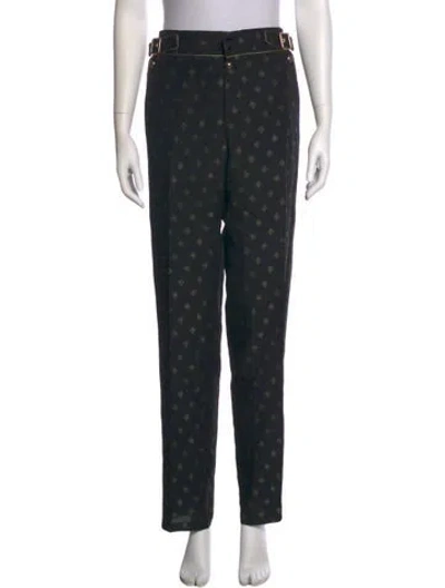 Pre-owned Chloé Printed Straight Leg Pants In Black