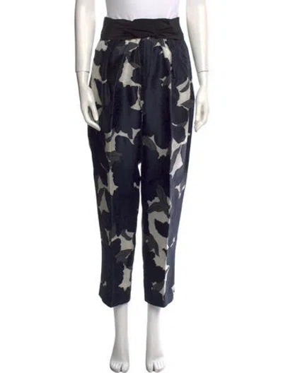 Pre-owned Chloé Printed Straight Leg Pants In Blue
