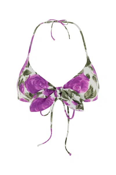Chloé Printed Stretch Nylon Bikini Top In Multi