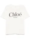 Chloé White Crewneck T-shirt With Logo Print On The Front In Cotton Woman