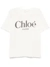 Chloé White Crewneck T-shirt With Logo Print On The Front In Cotton Woman In White