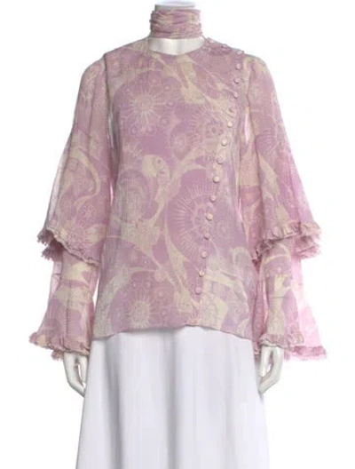 Pre-owned Chloé Printed Tie Neck Blouse In Multi