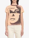Chloé Women Multicolor Crewneck T-shirt With Maxi Graphic Print On The Front In Wool Blend Woman In Multi