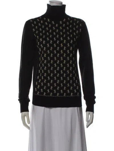 Pre-owned Chloé Printed Turtleneck Sweater In Black