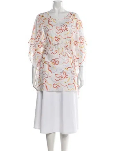 Pre-owned Chloé Printed V-neck Tunic In White