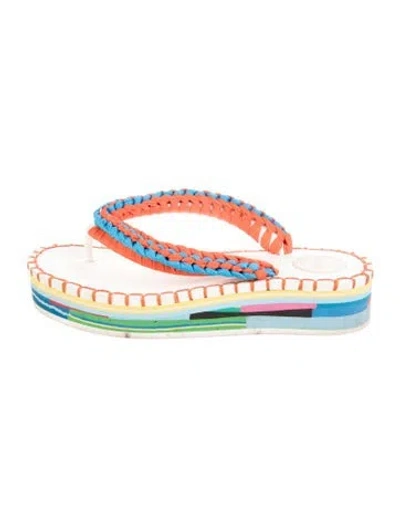 Pre-owned Chloé Printed Whipstitch Trim Slides In Orange