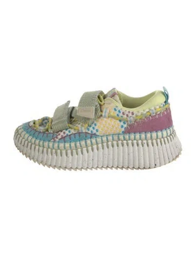 Pre-owned Chloé Printed Whipstitch Trim Sneakers In Neutral