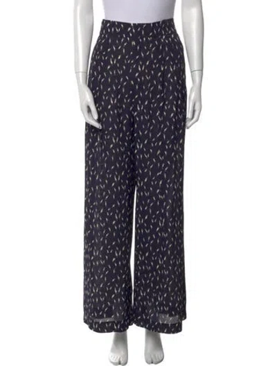 Pre-owned Chloé Printed Wide Leg Pants In Blue