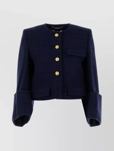 Chloé Printed Wool Blend Blazer Body In Blue