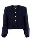 Chloé Chloe Printed Wool Blend Body Blazer In Blue