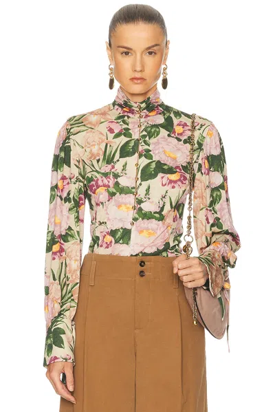 Chloé Printed Wool Jersey Top In Multi
