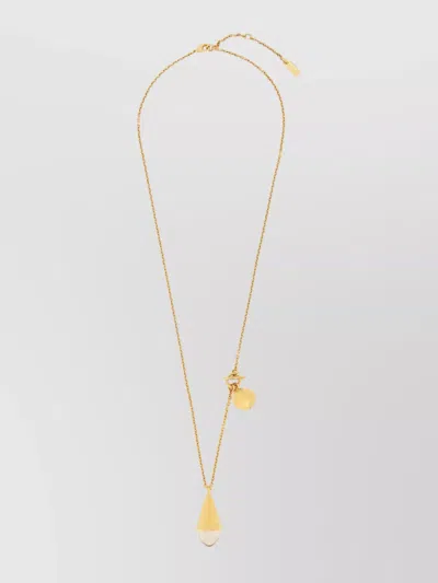Chloé Prism Brass Necklace With Chain And Pendants In White