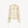 Chloé Puff-sleeve Blouse In Silk Mousseline In Multi