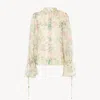 Chloé Blouse Manches Bouffantes En Mousseline De Soie Femme Beige Taille 40 100% Soie, Pinctada Maxima, Fa In Beige