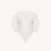 Chloé Puff-sleeve Bodysuit In Guipure Lace Cotton Mix White Size 8 100% Cotton, Pinctada Maxima, Farmed, C In White