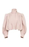 Chloé Pleated Sleeve Gathered Shoulders Jacket In Peach Blush