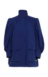 Chloé Puff-sleeve Cotton Canvas Utility Jacket In Blue