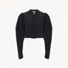 Chloé Puff-sleeve Cropped Jacket In Silk Faille In Black