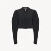 Chloé Puff-sleeve Silk Faille Cropped Jacket In Black