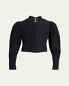 Chloé Puff-sleeve Silk Faille Cropped Jacket In Black
