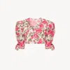 Chloé Chloe Floral-print Cotton-poplin Cropped Blouse In Pink