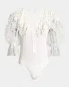 Chloé Puff-sleeve Guipure Lace Bodysuit