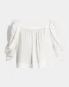 Chloé Top Manches Bouffantes Plissé En Popeline De Soie Femme Blanc Taille 44 100% Soie In Iconic Milk