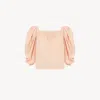 Chloé Puff-sleeve Pleated Top In Silk Poplin In Pink