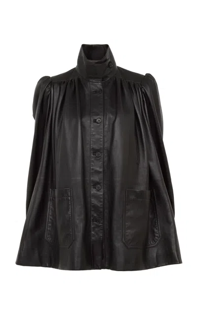 Chloé Puff-sleeve Plonge Leather Jacket In Black