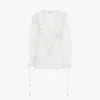 Chloé Puff-sleeve V-neck Top In Cotton Voile In White