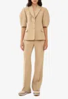 Chloé High-waisted Linen Tailored Pants In Beige