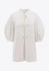Chloé Puff-sleeve Cotton Blouse In White