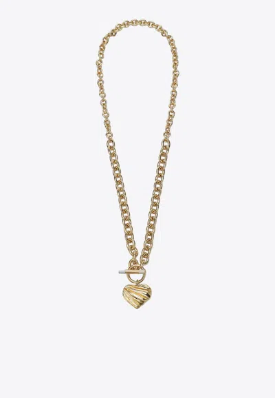 Chloé Puffed Heart Pendant Chain Necklace In Gold