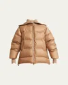 Chloé Puffer Drawcord Coat In Pearl Beige