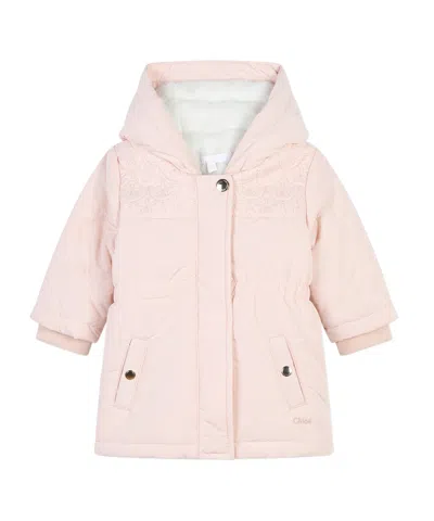 Chloé Puffer Hooded-down Jacket In Pink
