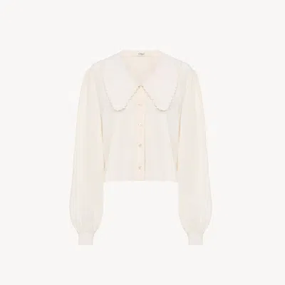 Chloé Blouse Manches Bouffantes En Crêpe De Chine In White