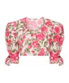 Chloé Chloe Floral-print Cotton-poplin Cropped Blouse In Pink