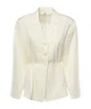 Chloé Silk Blend Blouse Collared Peplum Waist In Neutral