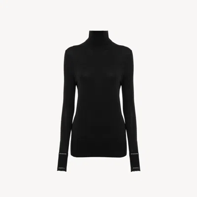 Chloé Pull Col Roulé Ajusté En Maille De Laine In Black